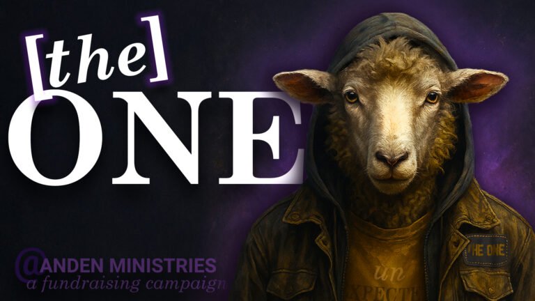 Sheep in a hoodie with the words “The One” highlighted for Anden Ministries fundraising campaign — AI Generated, Paul McKee @TwoPaulie